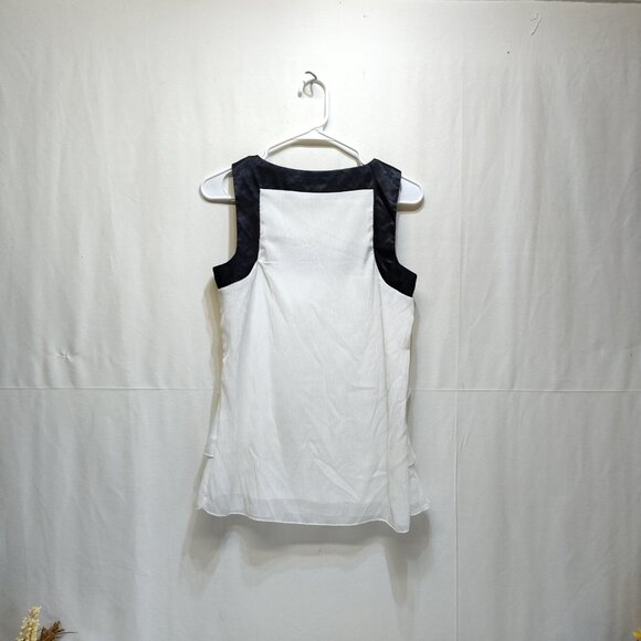 Maurices White Layered Ruffle Tank Top Black Contrast Trim Small Polyester EUC - Picture 2 of 7